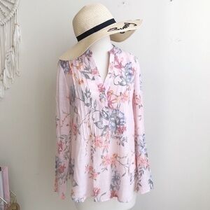 Zac & Rachel pink Floral Bell Sleeves Top